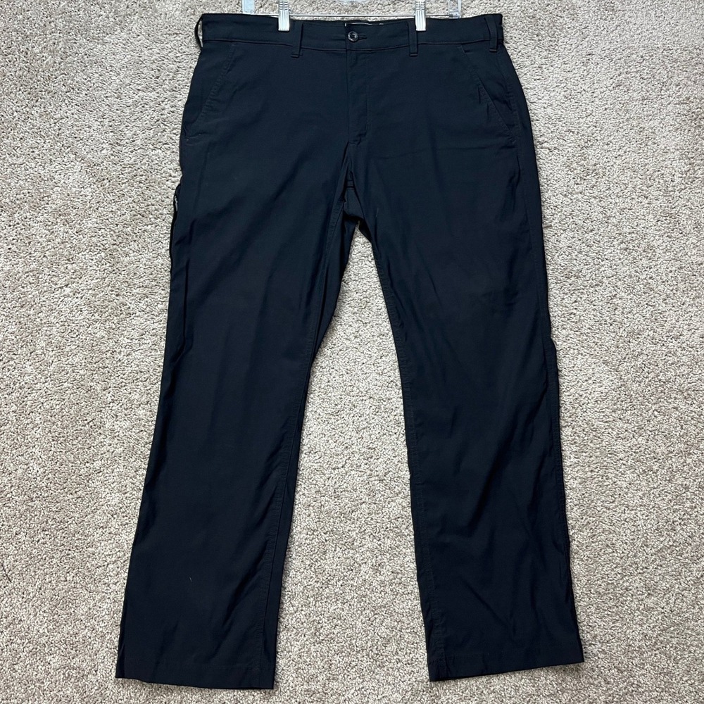Eddie Bauer Travex Pants Mens 36x30 Black Straight Leg Flat Front Stretch Waist
